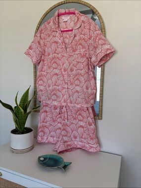 Tommy Bahama Coral and White Shell-Print PJ’s.